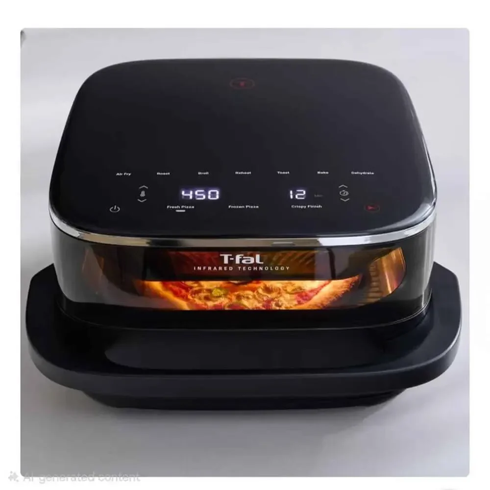T-fal Surface XXL 6.3 Qt Infrared Air Fryer, 1800W, No Preheat, Black.